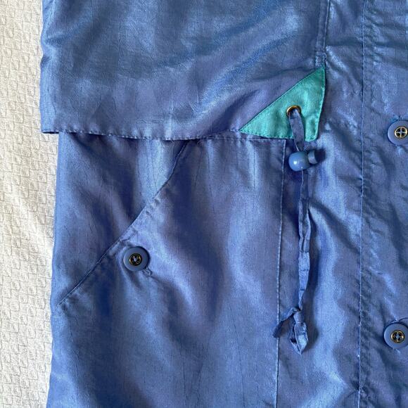 Vintage 80s Mariel Windbreaker Jacket Womens Medium Raincoat Lavender Turquoise - Picture 13 of 13